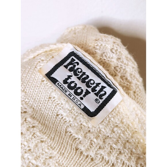 Vintage Ivory Sweater by Keneth Too made in USA - Chevron Design Sweater  XS S - Picture 9 of 9